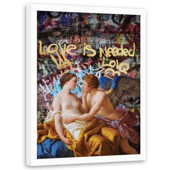 Plakat w ramie białej FEEBY Love is needed, 50x70 cm Feeby