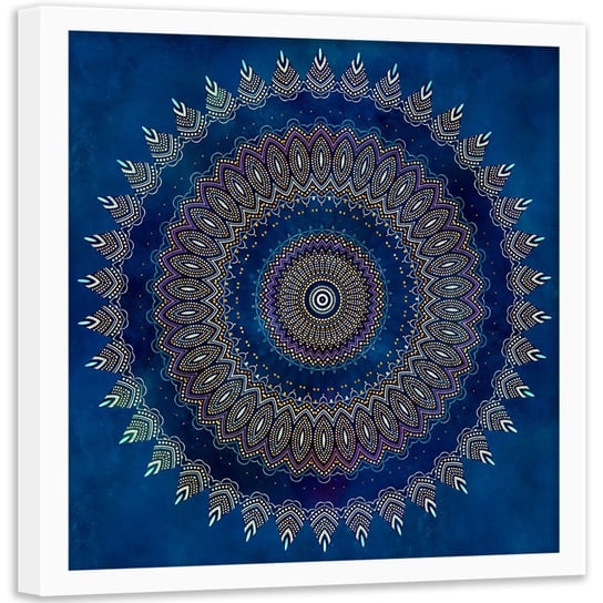 Plakat w ramie białej FEEBY Mandala, abstrakcja, 60x60 cm Feeby