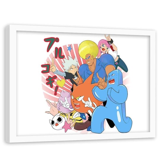 Plakat w ramie białej FEEBY Manga kolorowa drożyna, 60x40 cm Feeby