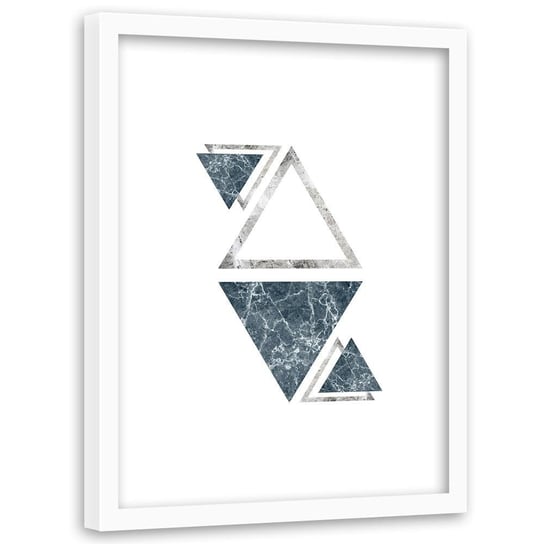 Plakat w ramie białej FEEBY Marmurowe trójkąty, abstrakcja, 40x60 cm Feeby