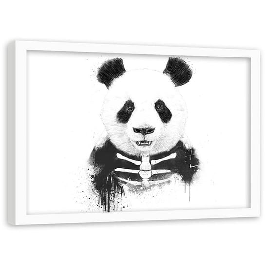 Plakat w ramie białej Feeby, Miś panda szkielet Halloween 70x50 cm Feeby