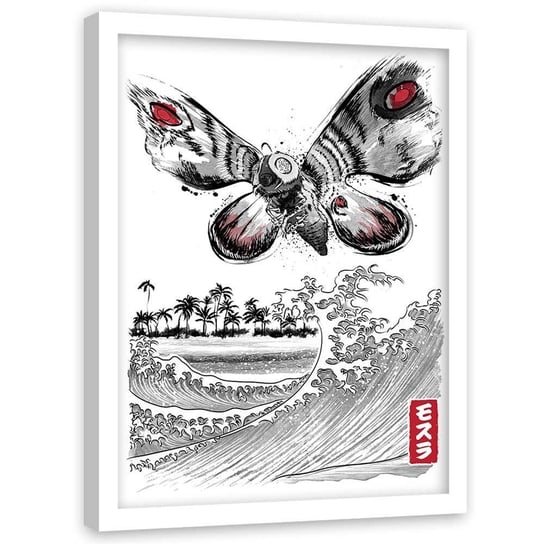 Plakat w ramie białej FEEBY Mothra, 70x100 cm Feeby