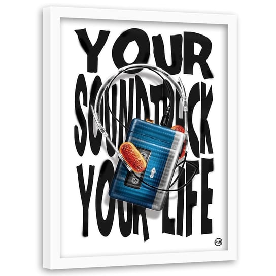 Plakat w ramie białej FEEBY Muzyka twoim życiem, 40x60 cm Feeby