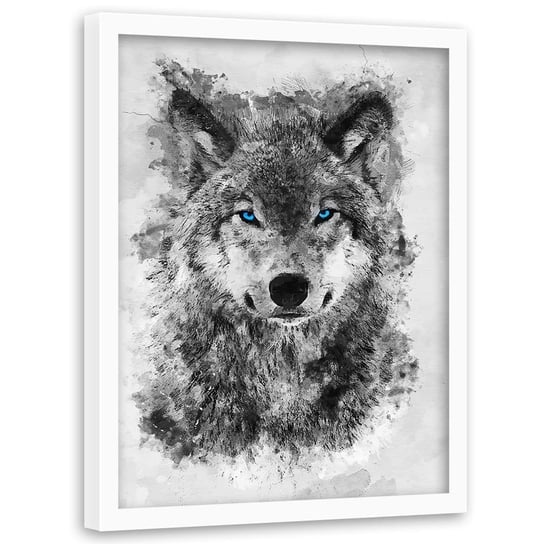 Plakat w ramie białej FEEBY Namalowany wilk, 70x100 cm Feeby
