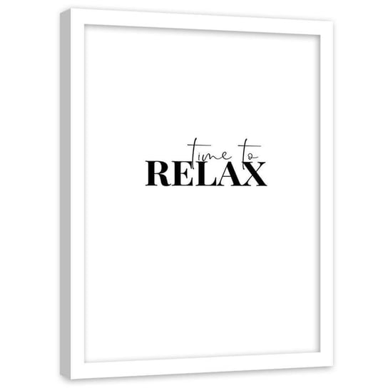 Plakat w ramie białej Feeby,  Napis Czas na relaks 21x30 cm Feeby