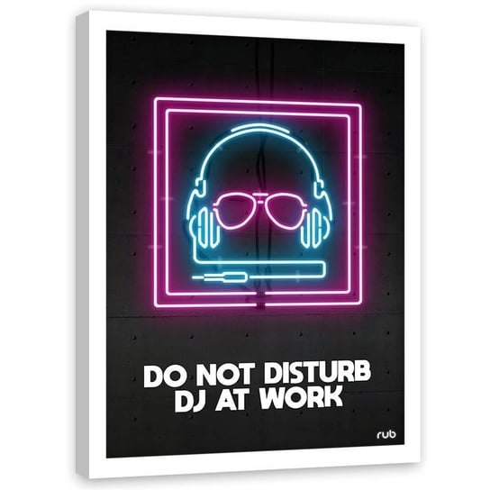 Plakat w ramie białej FEEBY Neony DJ, 40x60 cm Feeby
