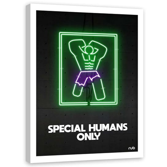 Plakat w ramie białej FEEBY Neony Hulk, 50x70 cm Feeby