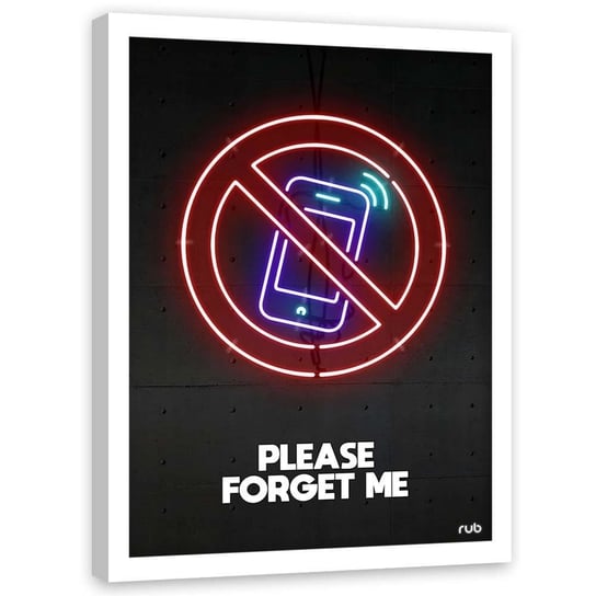 Plakat w ramie białej FEEBY Neony zakaz telefonów, 40x60 cm Feeby