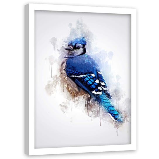 Plakat w ramie białej FEEBY Niebieski ptak, 50x70 cm Feeby