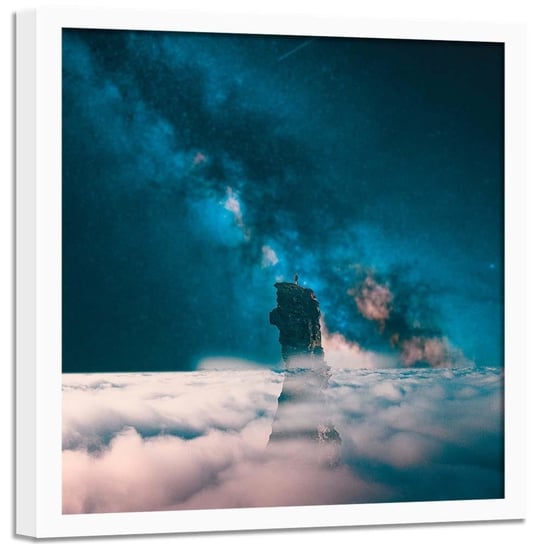Plakat w ramie białej FEEBY Noc w chmurach, 60x60 cm Feeby