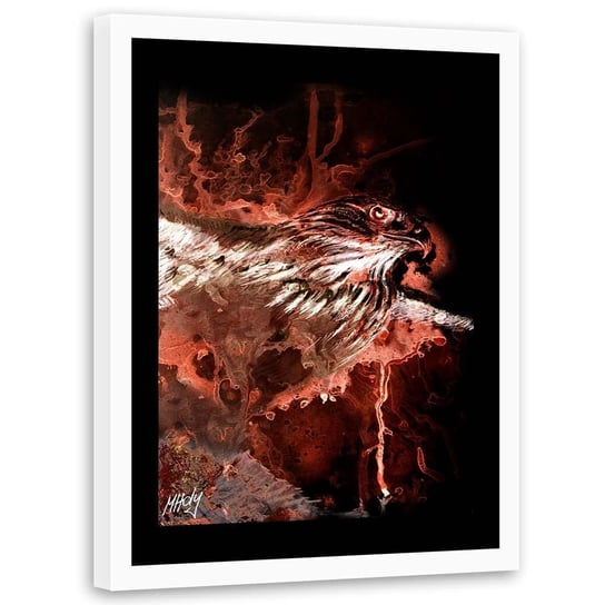 Plakat w ramie białej FEEBY, Orzeł na czerwonym tle, 50x70 cm Feeby