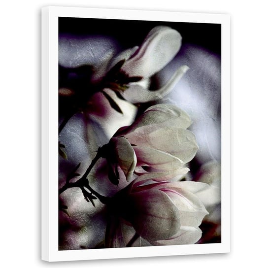 Plakat w ramie białej FEEBY Pączki magnolii, 40x60 cm Feeby