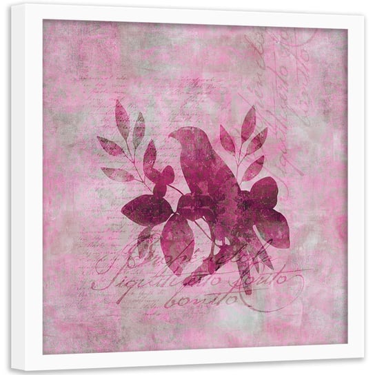 Plakat w ramie białej FEEBY Pelikan na różowym tle, 40x40 cm Feeby