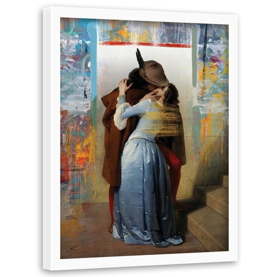Plakat w ramie białej FEEBY Pocałunek z myśliwym, 40x60 cm Feeby