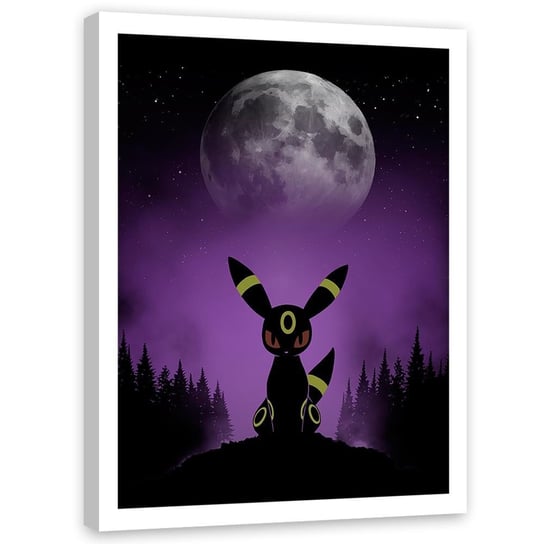 Plakat w ramie białej FEEBY, Pokemon przy świetle księżyca, 40x60 cm Feeby