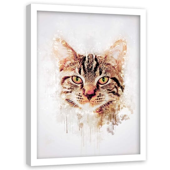 Plakat w ramie białej FEEBY Portret kota, 70x100 cm Feeby