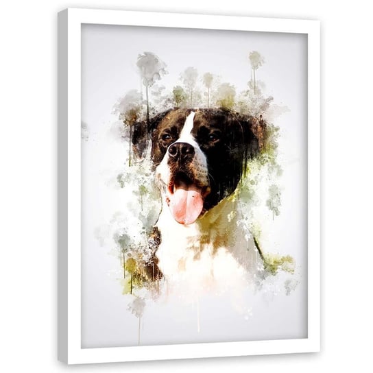 Plakat w ramie białej FEEBY Portret psa, 40x60 cm Feeby