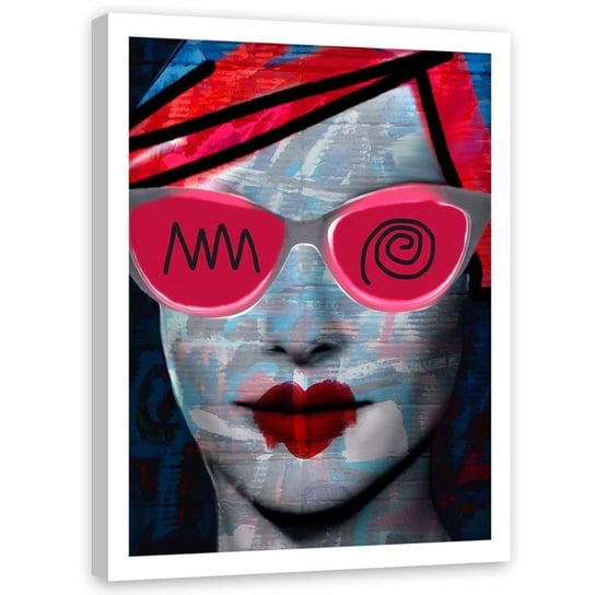 Plakat w ramie białej FEEBY Portret w okularach abstrakcja, 50x70 cm Feeby