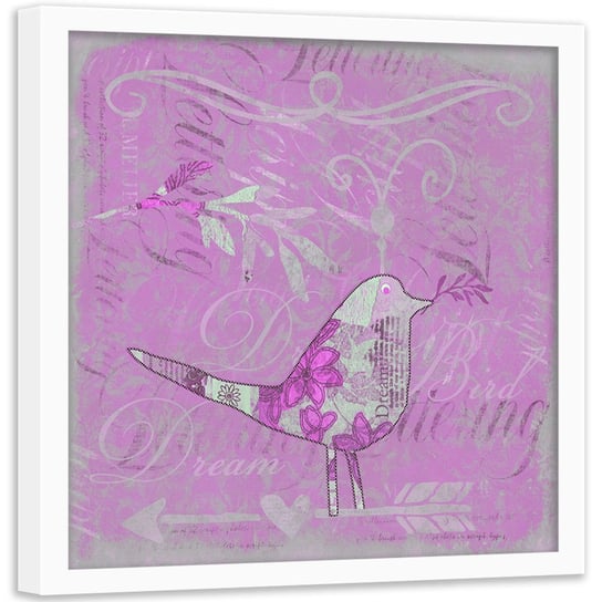 Plakat w ramie białej FEEBY Ptak, abstrakcja, 60x60 cm Feeby