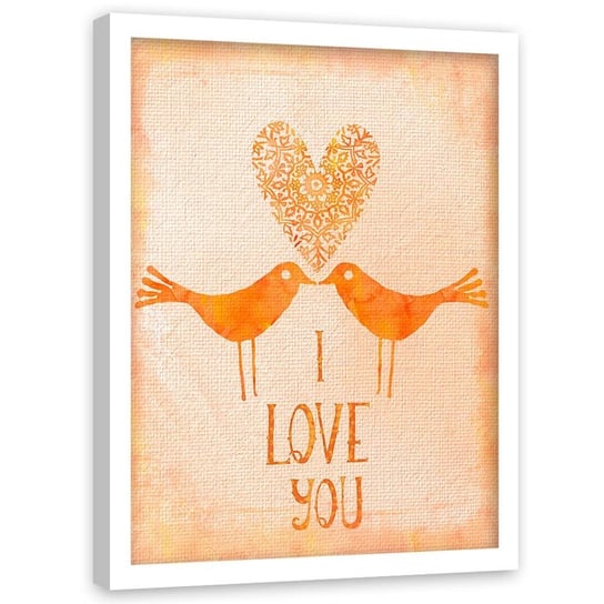 Plakat w ramie białej FEEBY Ptaki i serce, 40x60 cm Feeby