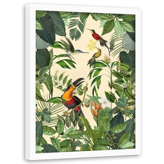Plakat w ramie białej FEEBY Ptasi raj, 40x60 cm Feeby