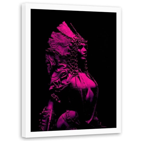 Plakat w ramie białej FEEBY Różowa bogini, 70x100 cm Feeby