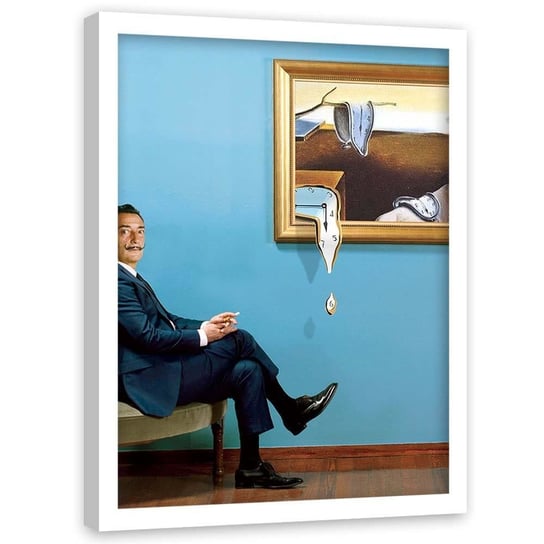 Plakat w ramie białej FEEBY, Salvador Dali zegary, 40x60 cm Feeby