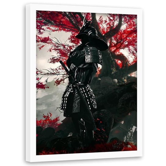 Plakat w ramie białej FEEBY Samuraj, 70x100 cm Feeby