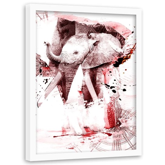 Plakat w ramie białej Feeby,  Słoń abstrakcja 50x70 cm Feeby