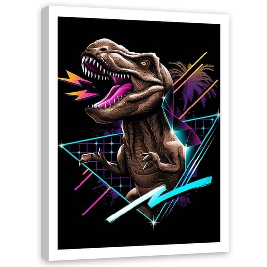 Plakat w ramie białej FEEBY T-rex anime, 40x60 cm Feeby