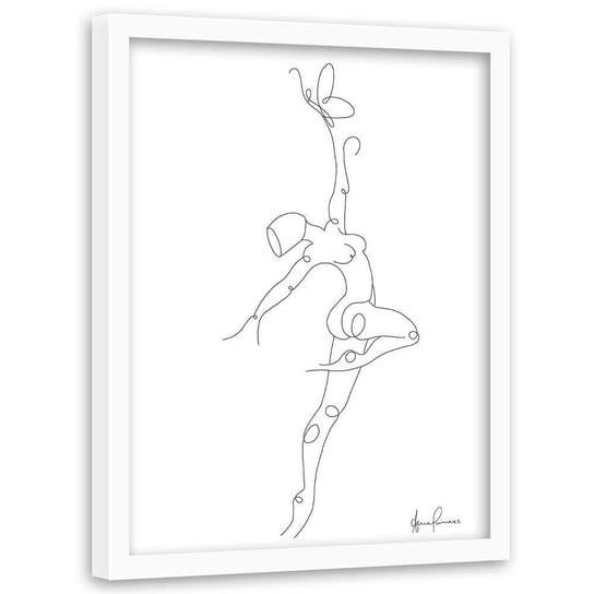 Plakat w ramie białej FEEBY Tancerka minimalizm, 70x100 cm Feeby