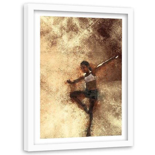 Plakat w ramie białej FEEBY Tańcząca dziewczynka abstrakcja, 80x120 cm Feeby