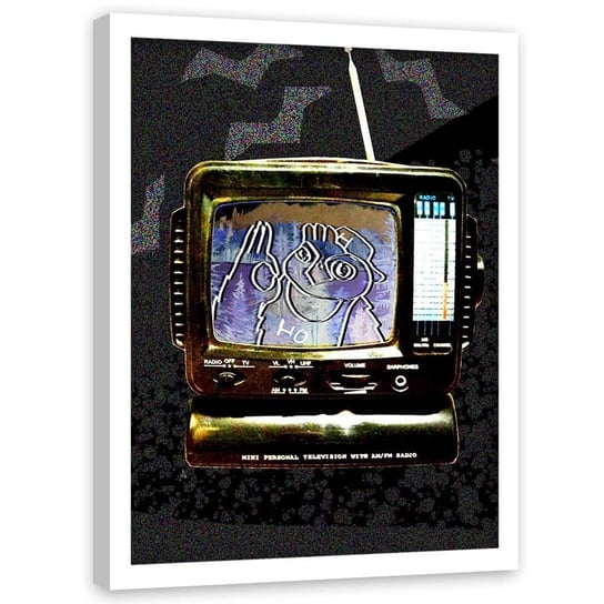 Plakat w ramie białej FEEBY Telewizja abstrakcja, 70x100 cm Feeby