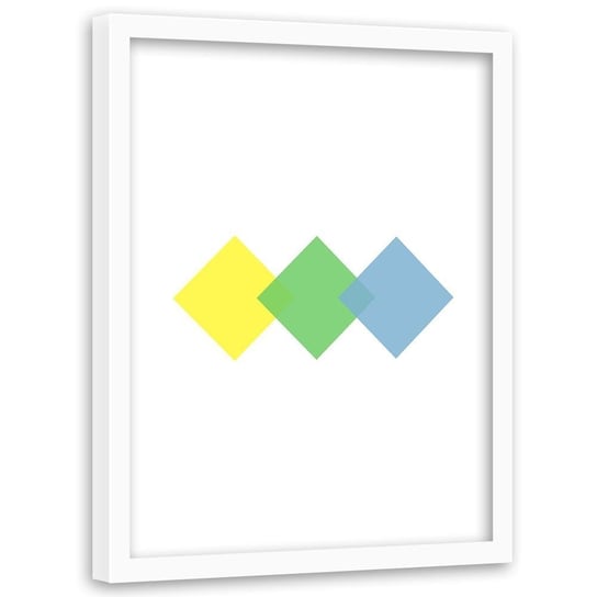 Plakat w ramie białej FEEBY Trzy kolorowe kwadraty, 80x120 cm Feeby