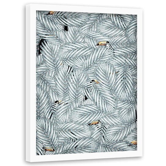Plakat w ramie białej FEEBY Ukryte tukany 2, 40x60 cm Feeby