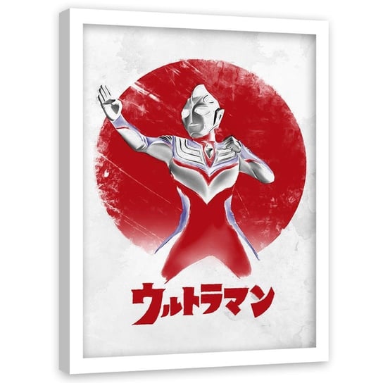 Plakat w ramie białej FEEBY Waleczna postać anime, 50x70 cm Feeby