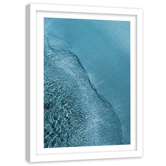Plakat w ramie białej Feeby,  Woda piasek fala zbliżenie 40x50 cm Feeby