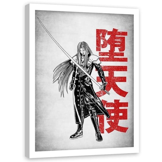 Plakat w ramie białej FEEBY Wojownik z długim mieczem, 70x100 cm Feeby