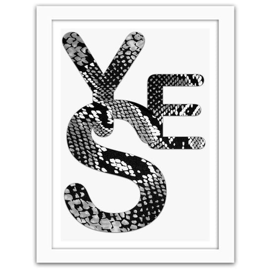Plakat w ramie białej FEEBY, Yes skóra węża, 21x29,7 cm Feeby