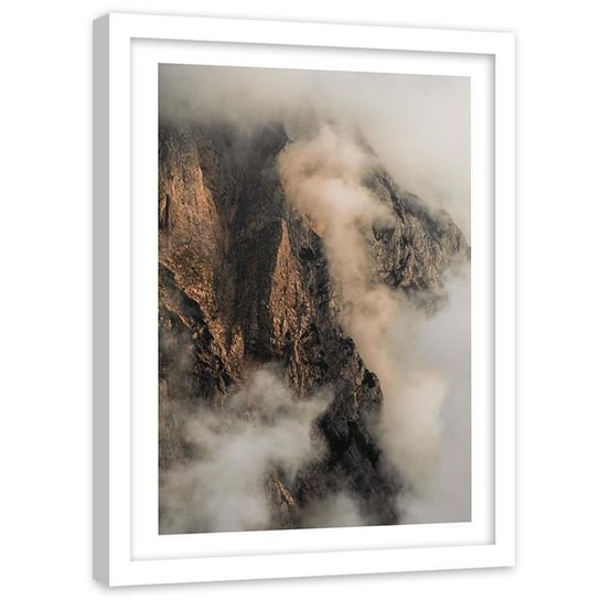 Plakat w ramie białej Feeby, Zbocze górskie chmury 21x30 cm Feeby