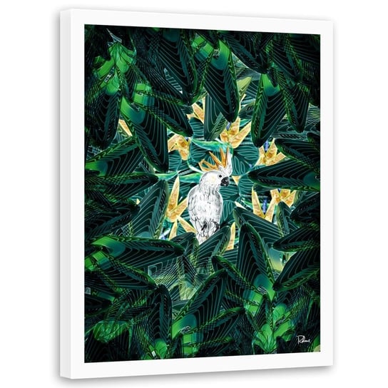 Plakat w ramie białej FEEBY Zielona kryjówka, 40x60 cm Feeby
