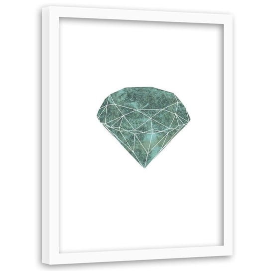 Plakat w ramie białej FEEBY Zielony diament, 60x90 cm Feeby