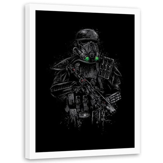 Plakat w ramie białej FEEBY Żołnierz w czarnym pancerzu, 70x100 cm Feeby