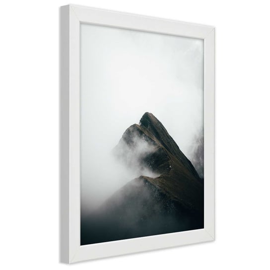 Plakat w ramie białej, Górska grań w chmurach 30x45 Feeby