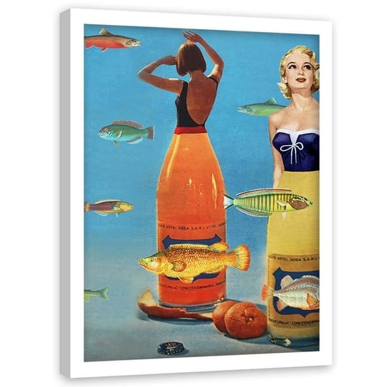 Plakat w ramie białej, Kobiety i ryby kolaż - 40x60 Feeby