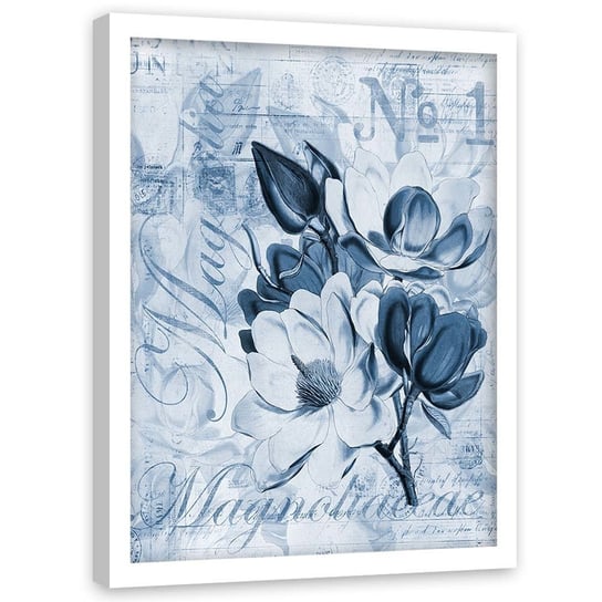 Plakat w ramie białej, Kwiat magnolii - 40x60 Feeby