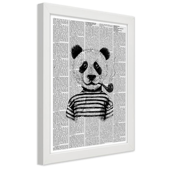 Plakat w ramie białej, Panda z fajką 30x45 Feeby