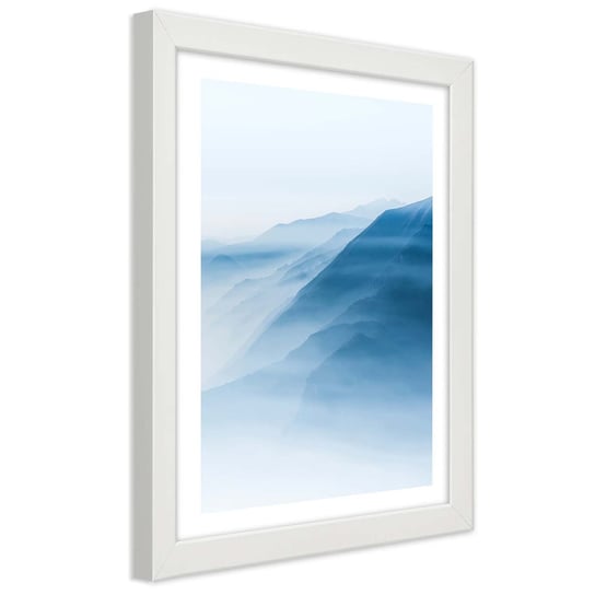 Plakat w ramie białej, Widok na góry za mgłą 30x45 Feeby