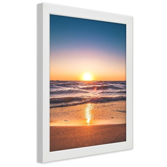 Plakat w ramie białej, Wschód słońca nad morzem 30x45 Feeby