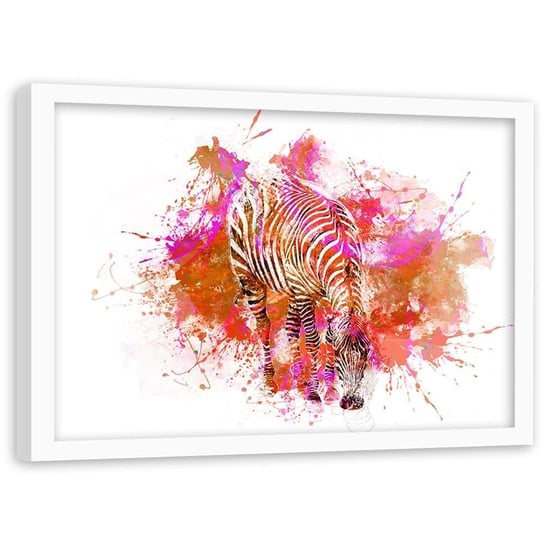 Plakat w ramie białej, Zebra, abstrakcja - 60x40 Feeby